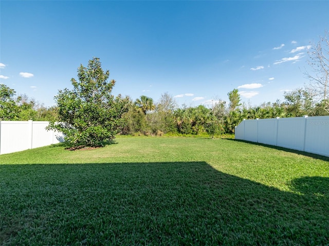 view of yard featuring a fenced backyard