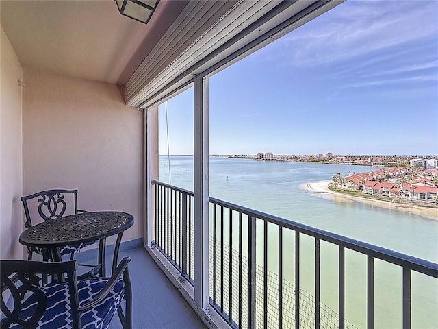 balcony with a water view