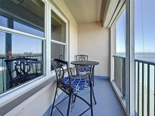 balcony with a water view