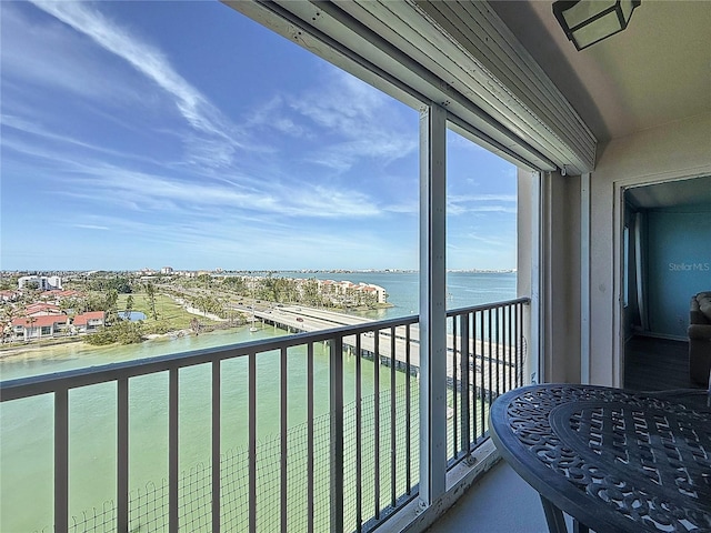 balcony with a water view