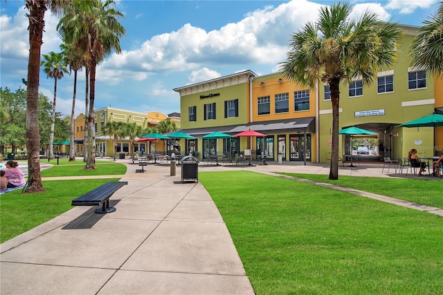 view of community featuring a lawn