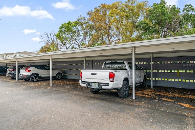 view of covered parking lot