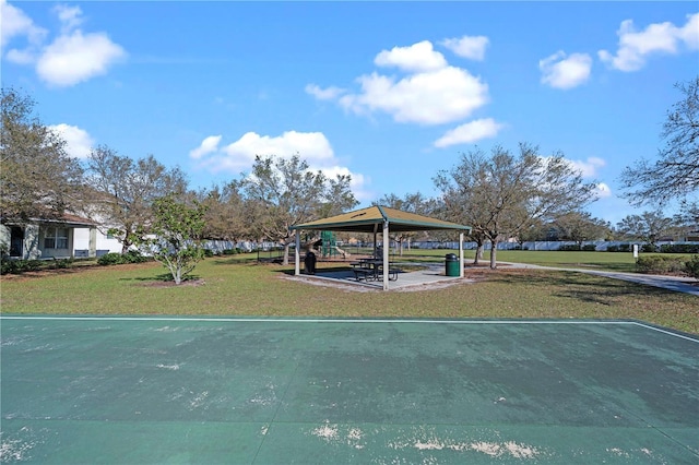 surrounding community featuring a yard and a gazebo