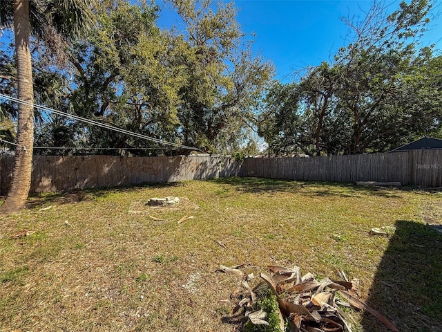 view of yard featuring a fenced backyard