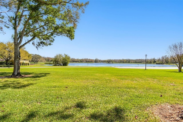 view of yard featuring a water view