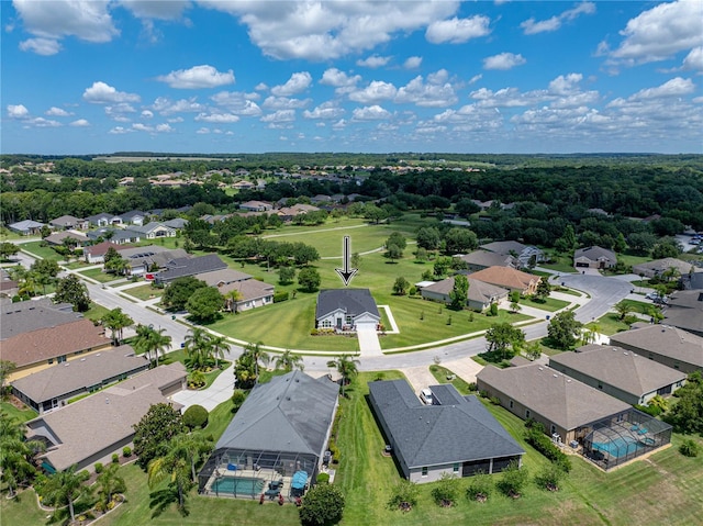 aerial view featuring a residential view