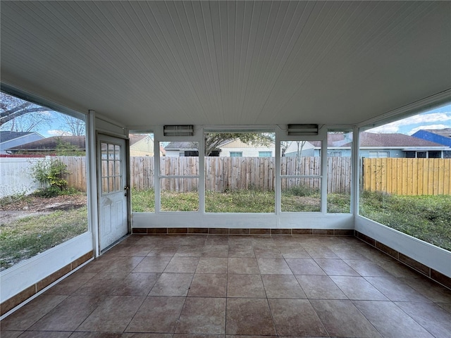 view of unfurnished sunroom