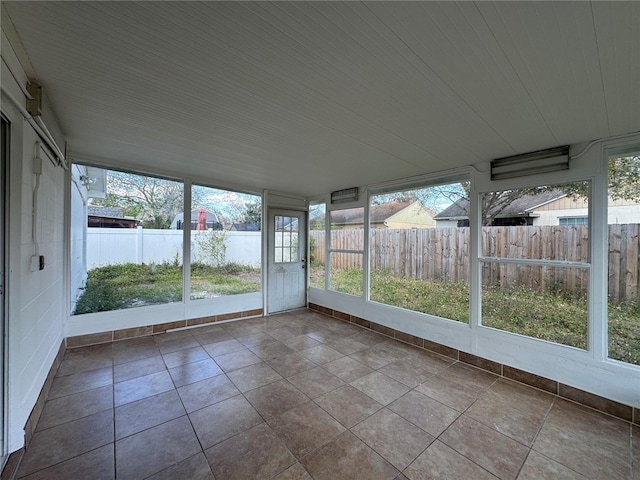 view of unfurnished sunroom