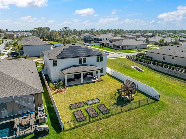 bird's eye view with a residential view