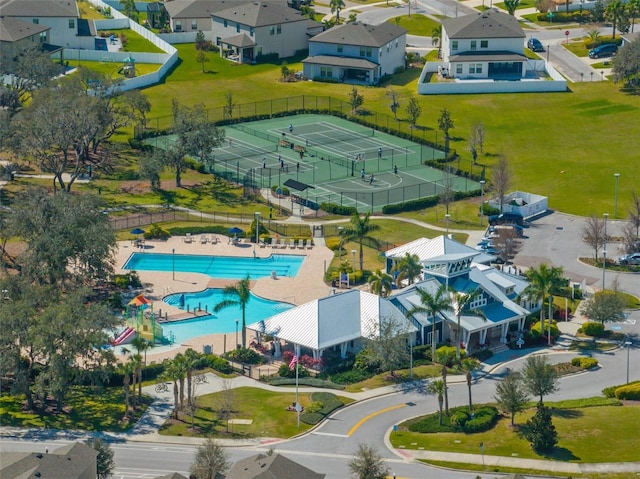 aerial view with a residential view