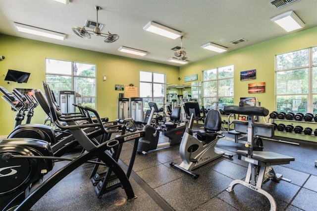 exercise room with visible vents