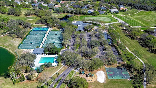 drone / aerial view with golf course view