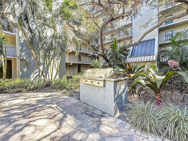 surrounding community with an outdoor kitchen