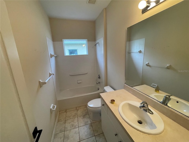 bathroom featuring toilet, vanity, shower / bathing tub combination, and tile patterned floors