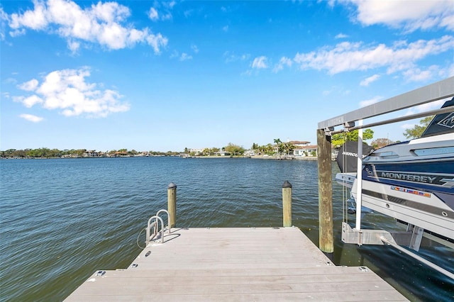 dock area featuring a water view