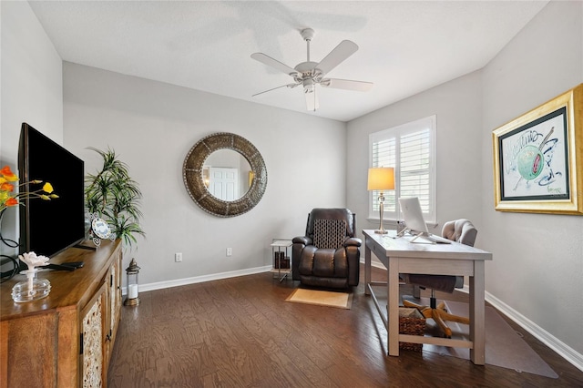 1467 Twin Villas Way, Dunedin, FL 34698 - office with wood finished floors, a ceiling fan, and baseboards