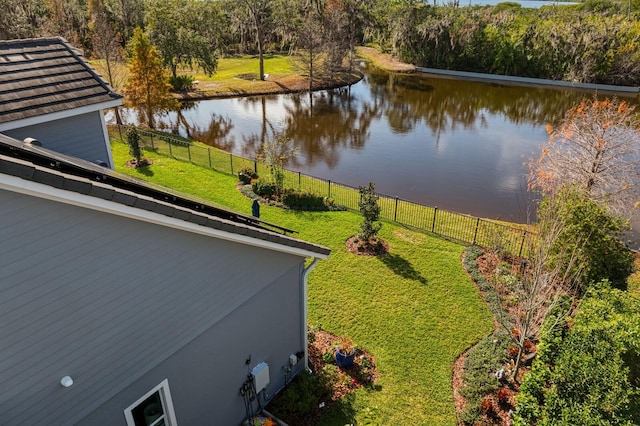 property view of water with fence