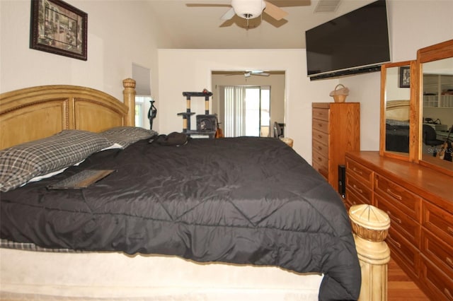 bedroom with visible vents and ceiling fan