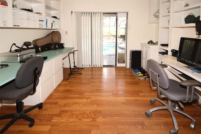 home office featuring light wood-type flooring