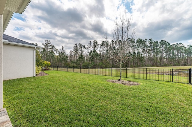 view of yard with a fenced backyard