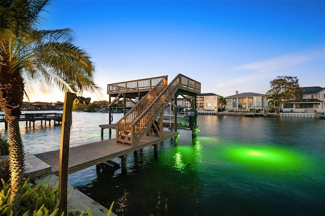 dock area with a water view