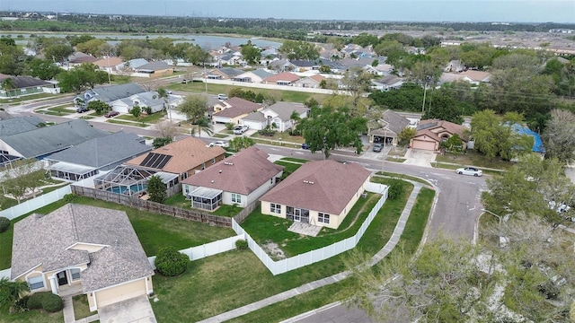 drone / aerial view with a residential view