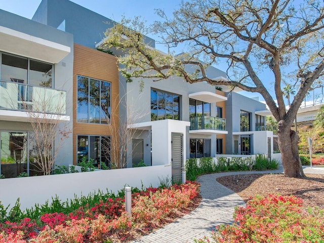 exterior space with stucco siding