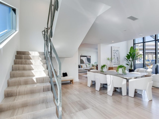 interior space with visible vents and stairway