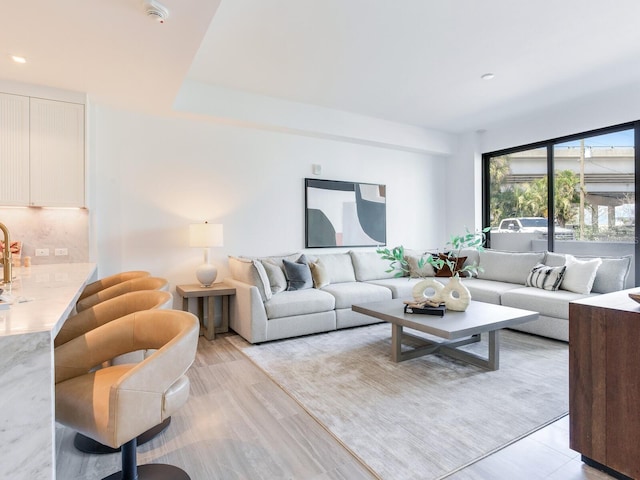 living area with light wood finished floors