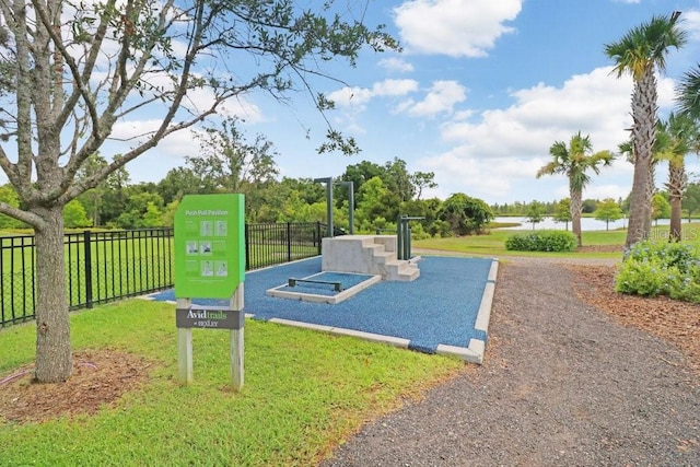 surrounding community featuring a yard and fence