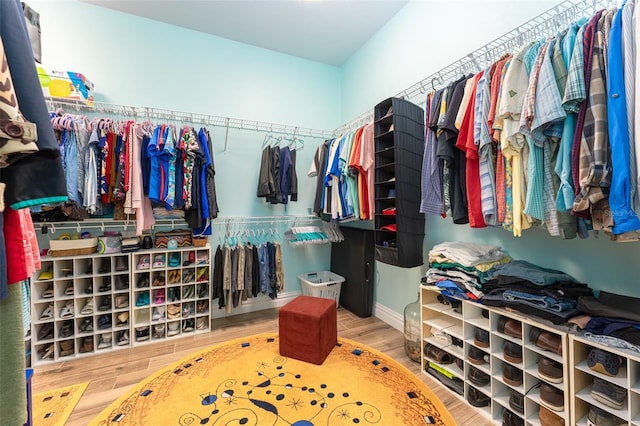 spacious closet with wood finished floors