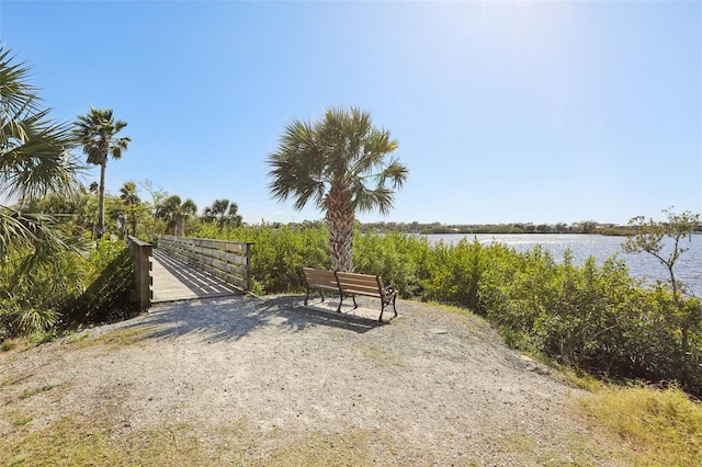 view of community featuring a water view