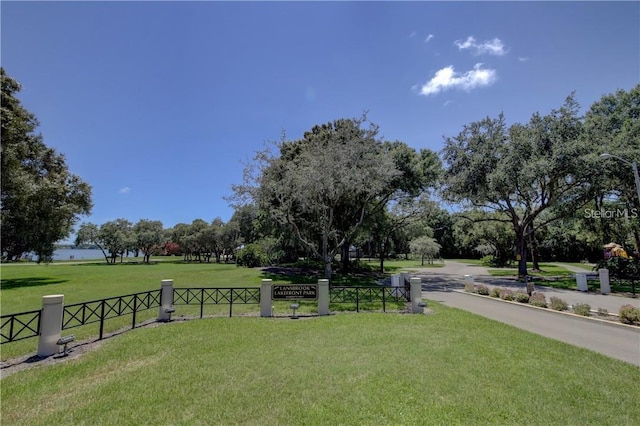 view of property's community featuring a yard