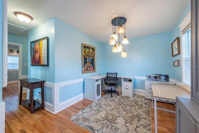 home office featuring light wood-type flooring