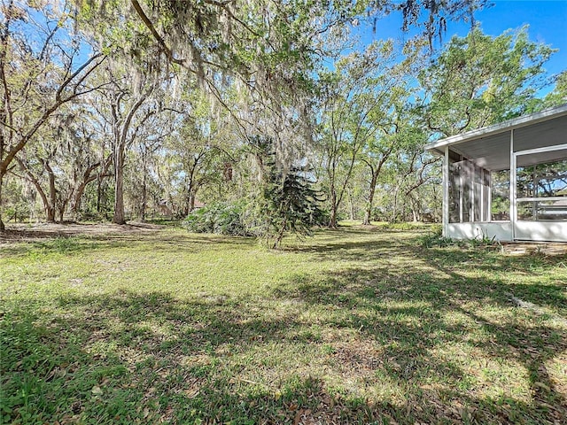 view of yard with a sunroom