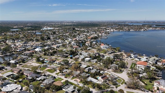 bird's eye view featuring a residential view and a water view