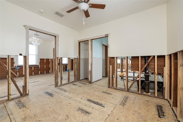 miscellaneous room with a ceiling fan and visible vents