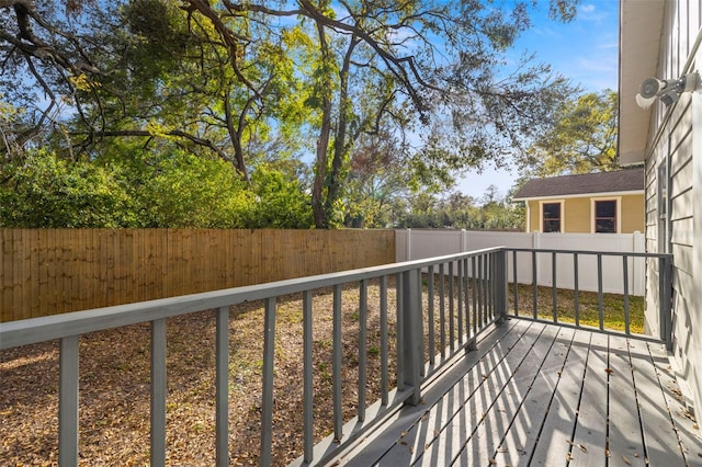 deck featuring a fenced backyard