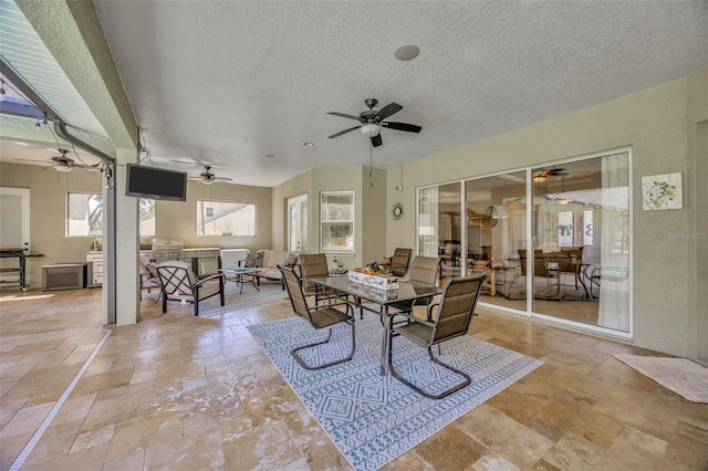 4411 Culbreath Rd, Valrico, FL 33596 - exterior space with outdoor dining space, a ceiling fan, and exterior kitchen