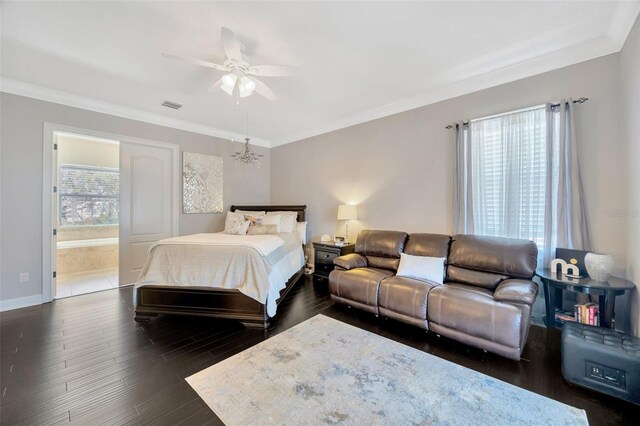 4411 Culbreath Rd, Valrico, FL 33596 - bedroom featuring visible vents, baseboards, dark wood finished floors, and crown molding