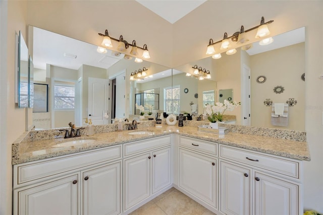 4411 Culbreath Rd, Valrico, FL 33596 - bathroom with vanity, tile patterned floors, and a walk in shower