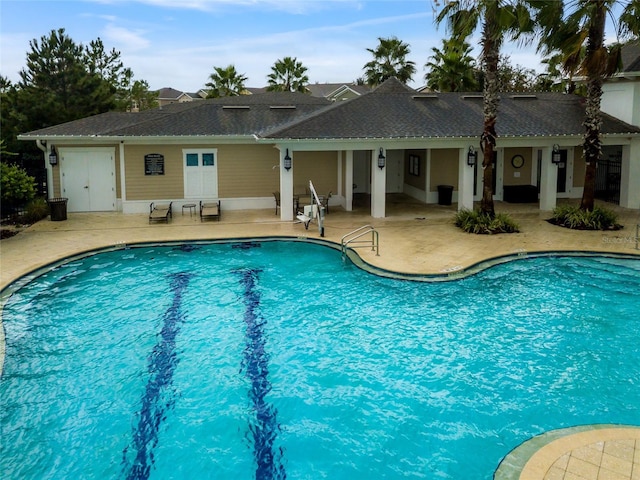 pool featuring a patio area