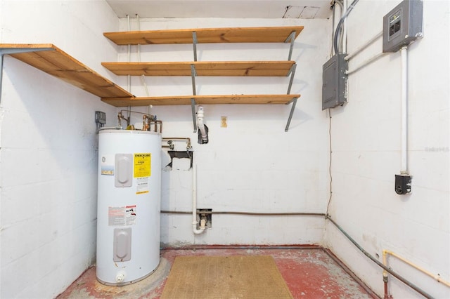 utilities with electric panel and electric water heater