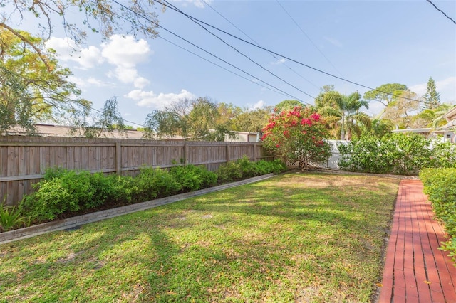 view of yard featuring a fenced backyard