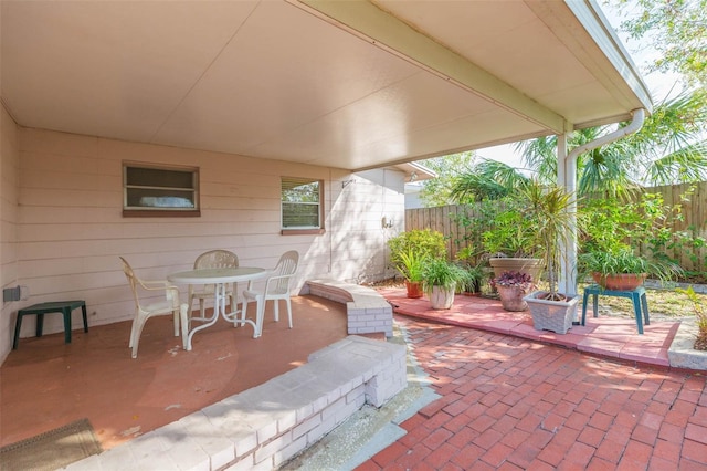 view of patio / terrace featuring a fenced backyard and outdoor dining space