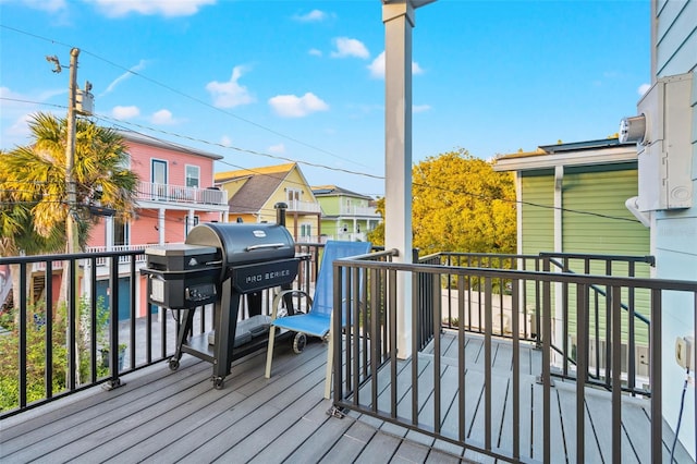 deck featuring grilling area