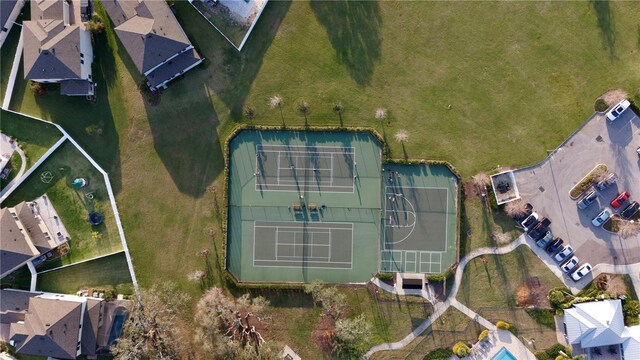 birds eye view of property with a residential view