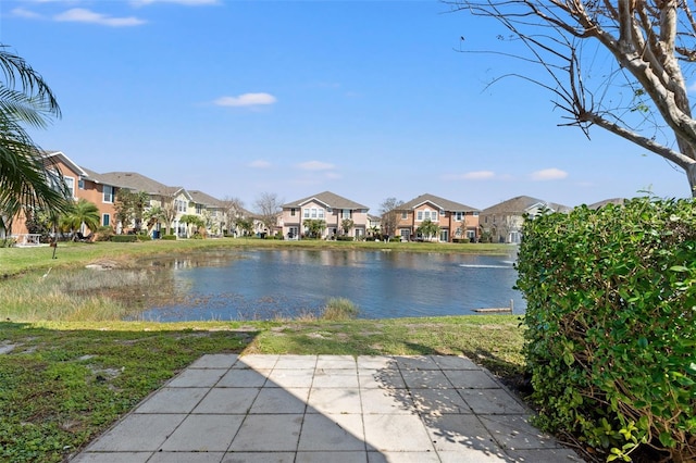 view of water feature with a residential view