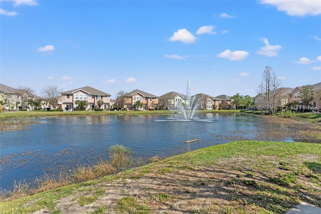 view of water feature with a residential view