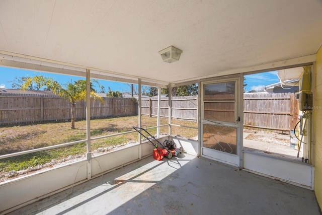 view of unfurnished sunroom